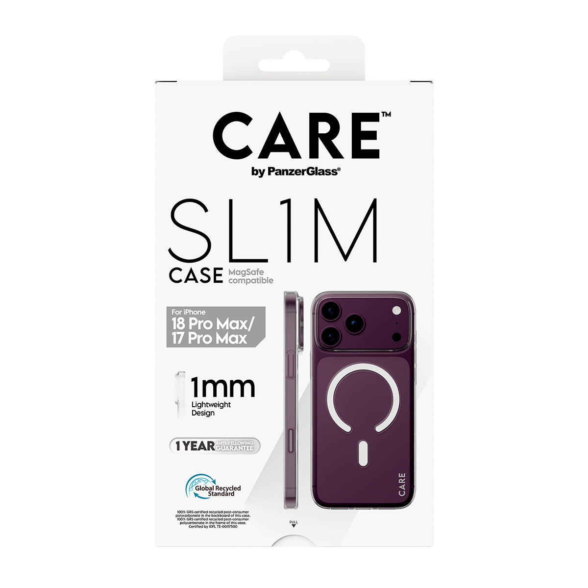 PanzerGlass CARE SL1M Backcover – für Apple iPhone 18 Pro Max, iPhone 17 Pro Max, MagSafe, TPU, Transparent