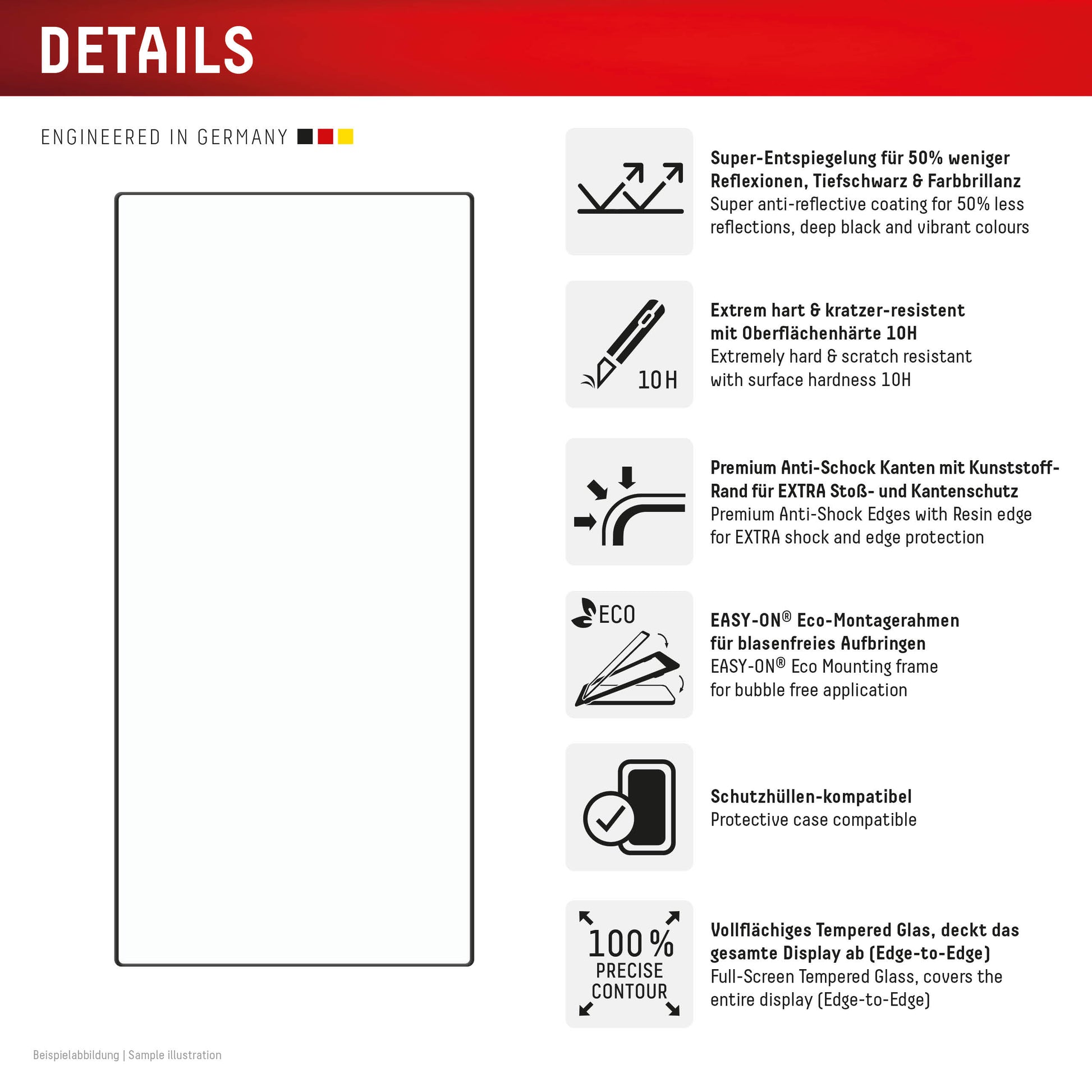 Displex Displayschutz (Panzerglas), Full Cover – für Galaxy S24 Ultra – mit Applikator