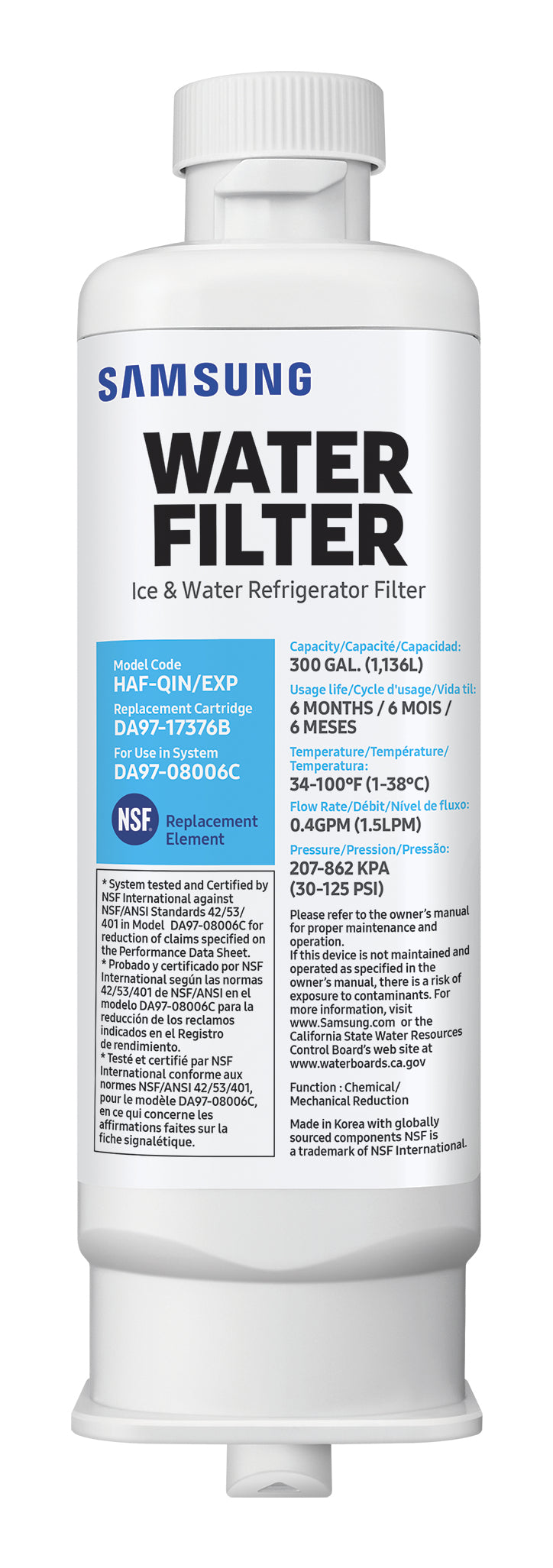 Samsung Wasserfilterkartusche Food-Center HAF-QIN/EXP – für RF65A967ESR, 1135,62 l