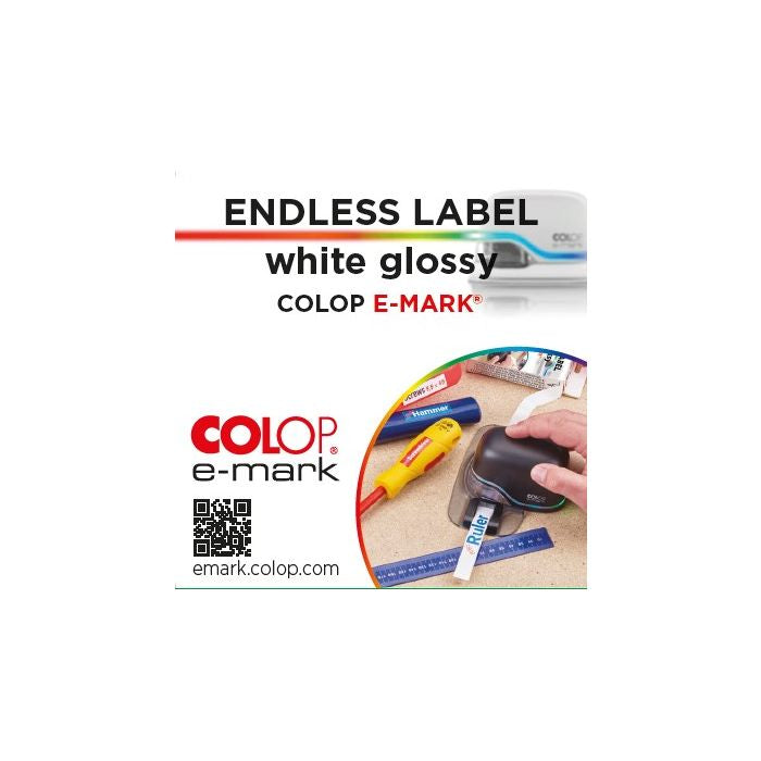 Colop Endlos-Etiketten 14 mm × 8 m – permanent haftend – für e-mark, e-mark GO – wasser- und kratzfest