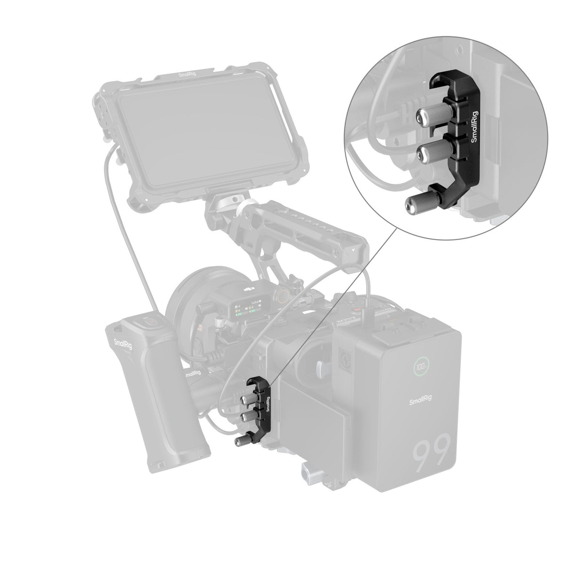 SmallRig 5592 Kabelklemme – Aluminium/Edelstahl, 54,5 × 25,2 × 28,5 mm – für Sony FX2-Cages