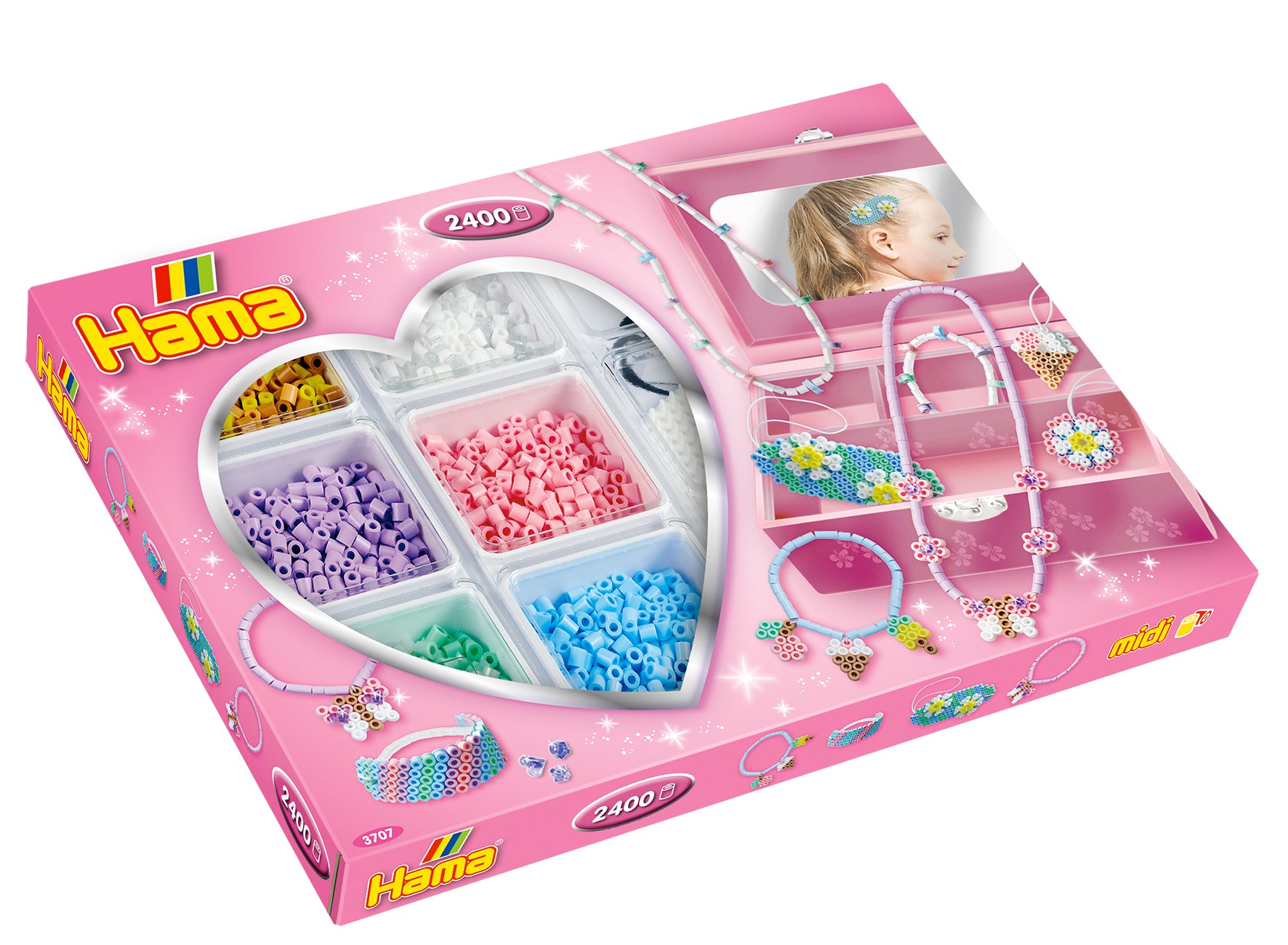 Hama Bügelperlen-Set Midi – 2400 Perlen – Rosa – ab 5 Jahren