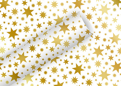 Braun + Company Geschenkpapier – Beautiful Stars – seidenmetallisiert, gold – 700 × 1500 mm