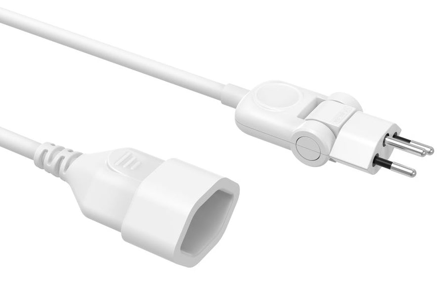 M. Schönenberger Netzkabel, T12 auf T13, Drehwinkelstecker, 230 V, 5 m, Weiss, 82.100.5WS