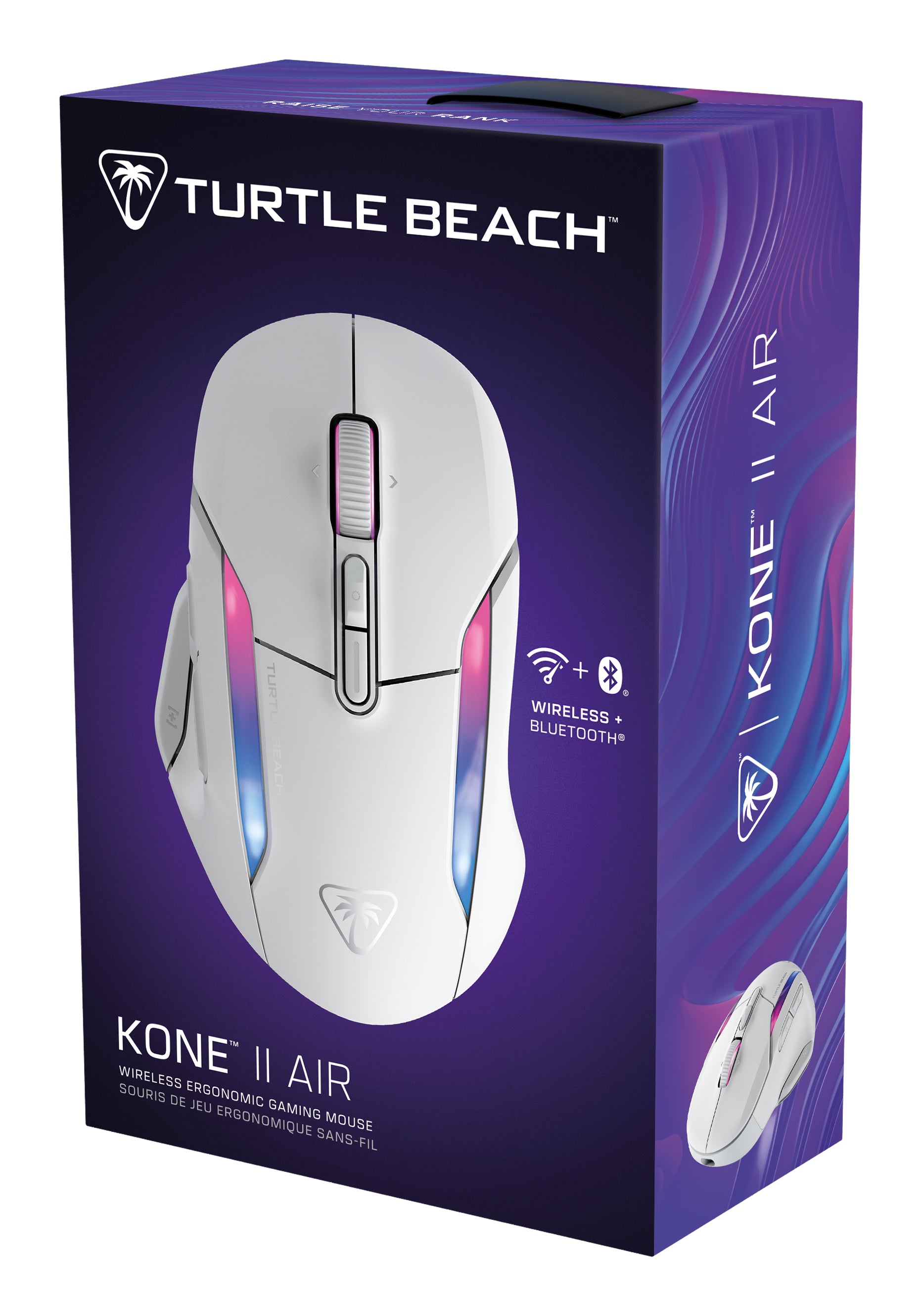Turtle Beach Kone II Air Gaming-Maus – kabellos, 1'000 Hz, 7 Tasten, für Rechtshänder, RGB-Beleuchtung, weiss