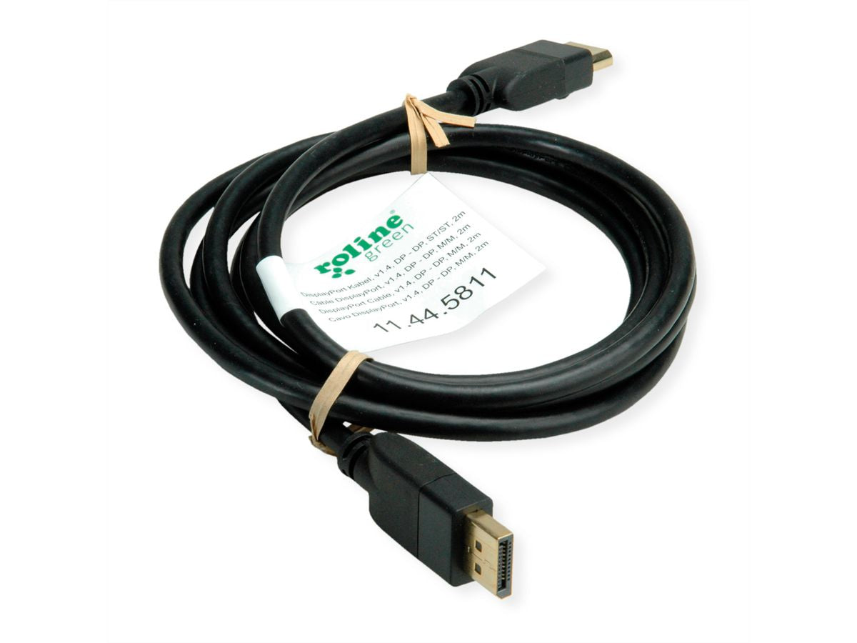 ROLINE GREEN DisplayPort Kabel DP 1.4 8K 60 Hz – 1 m – HDR – für PC, Notebook, Monitor