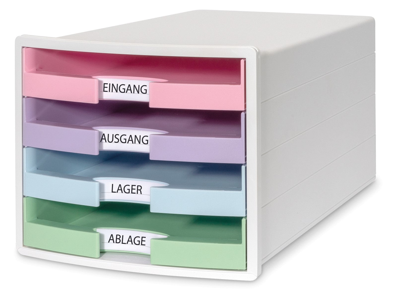 HAN Impuls Schubladenelement – 4 Schubladen, für A4/C4, weiss, Polystyrol (PS), B 280 × H 235 × T 367 mm