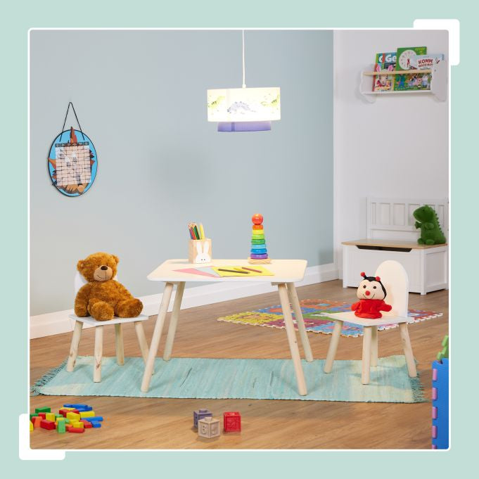 Relaxdays 3-teiliges Bistro-Set mit 2 Stühlen – MDF, Holz – Tisch 60 × 60 × 45 cm – für den Innenbereich