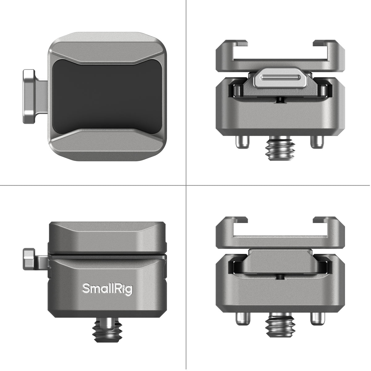 SmallRig HawkLock H18 – Schnellwechseladapter mit Cold-Shoe – Aluminium/Edelstahl, Grau – 26 × 24,3 × 29 mm