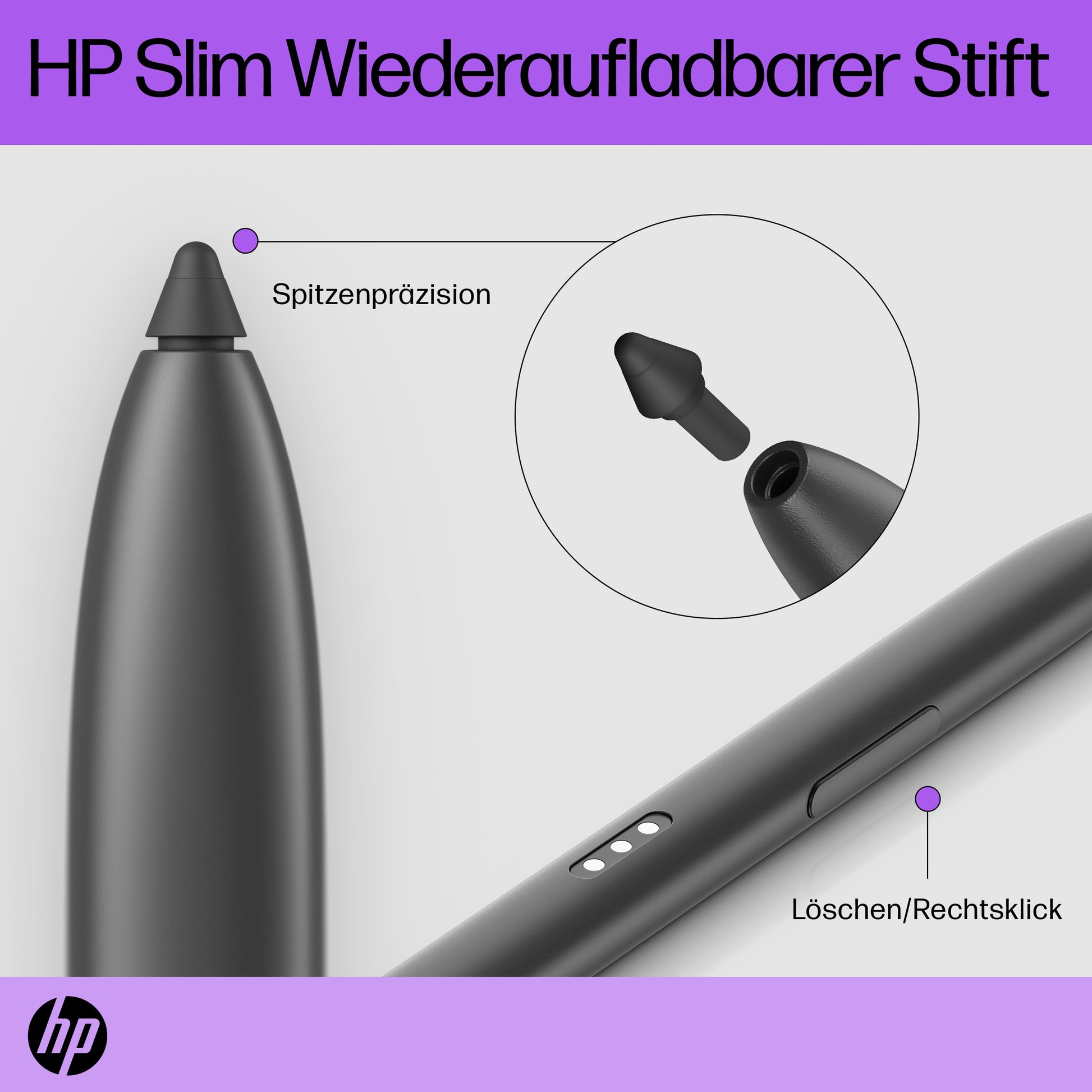 HP Slim Pen Eingabestift – für HP-Geräte, schwarz
