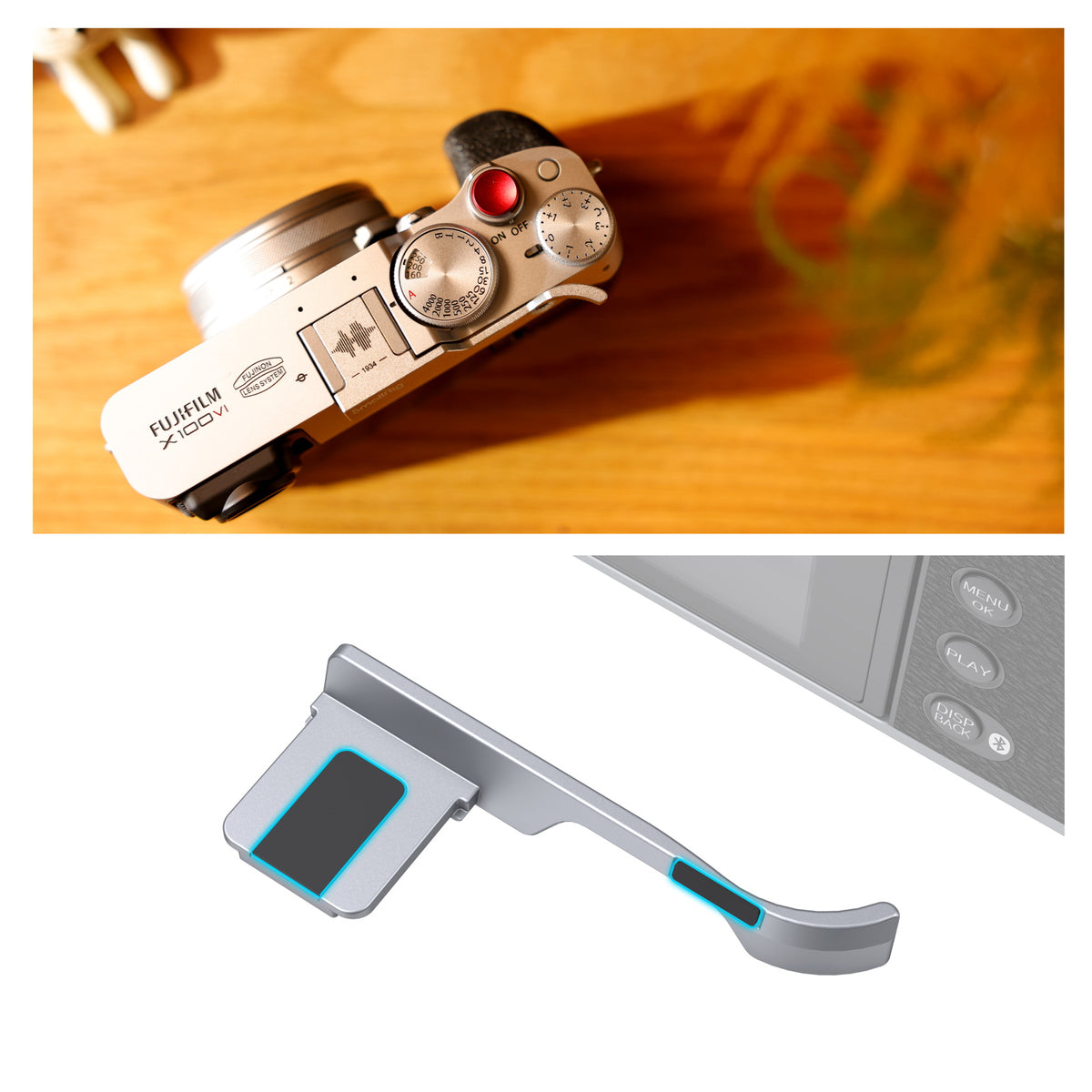 SmallRig Daumengriff für FUJIFILM X100VI, X100V – Silber, Aluminium/Silikon – 66,4 × 30,3 × 8,9 mm