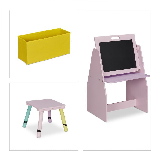 Relaxdays Wandregal/Schweberegal, 10037520 – 1 Boden – 52 × 45 × 84 cm – Gelb/Rosa – MDF, Holz, Polyester