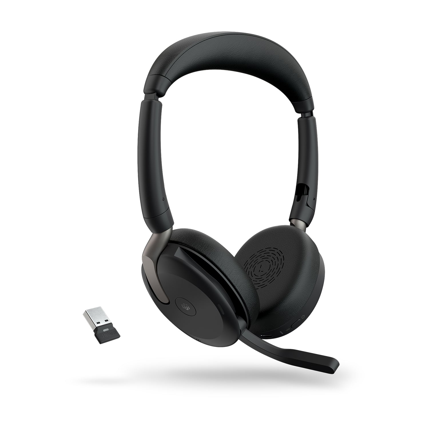 Jabra Evolve2 65 Flex Office-Headset – On-Ear, Kabel + BT, ANC, MS Teams zertifiziert, Schwarz
