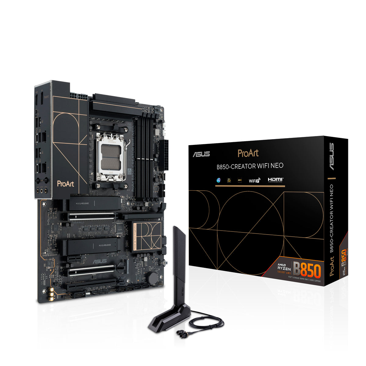 ASUS PROART B850-CREATOR WIFI NEO – Mainboard – Sockel AM5, AMD B850, ATX, DDR5, für Ryzen 7000/8000/9000