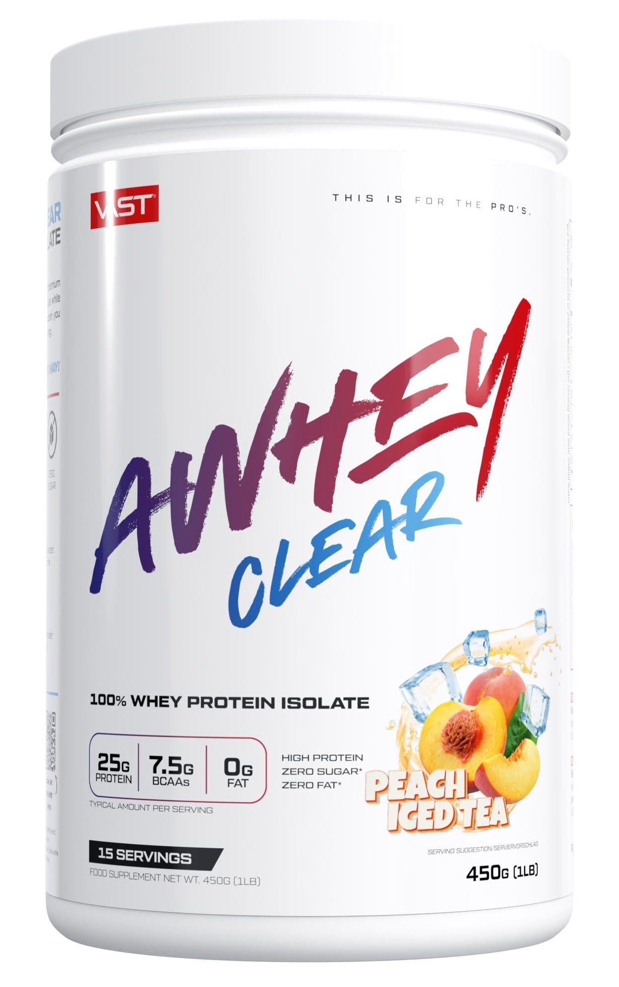 VAST Sports Whey Protein Pfirsich Ice Tea – glutenfrei, laktosefrei – 450 g