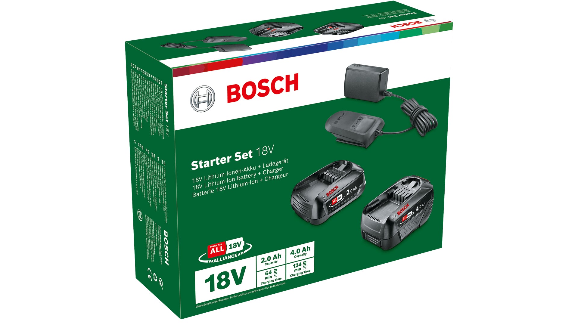 Bosch Akku- & Ladegerät-Set 18 V 2,0/4,0 Ah – 2 Stk – für POWER FOR ALL 18 V