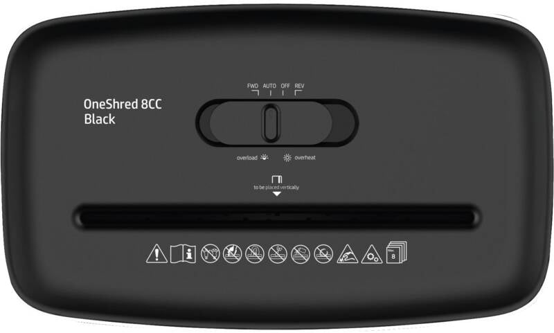 HP Oneshred 8Cc Aktenvernichter – Partikelschnitt, P-5, 5 mm, 8 Blatt, 22,55 l, Kreditkarten