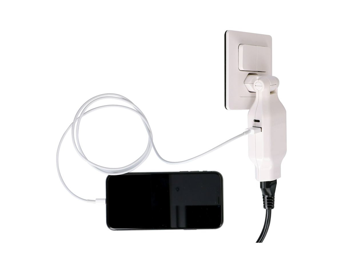 Max Hauri AG Max Hauri clip-clap USB-Ladegerät 18 W – USB-C×1, USB-A×1 – PD 3.0, QC 3.0 – T12 Stecker, T13 Kupplung