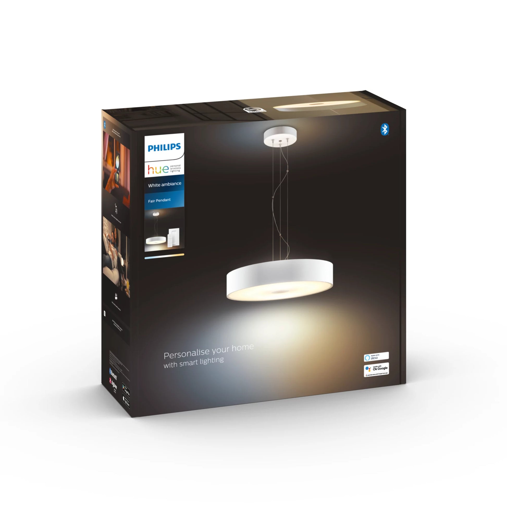 Philips by Signify Philips Hue Pendelleuchte Fair – 2750 lm, 25 W, 2200–6500 K, dimmbar, Bluetooth, für Hue Bridge, weiss