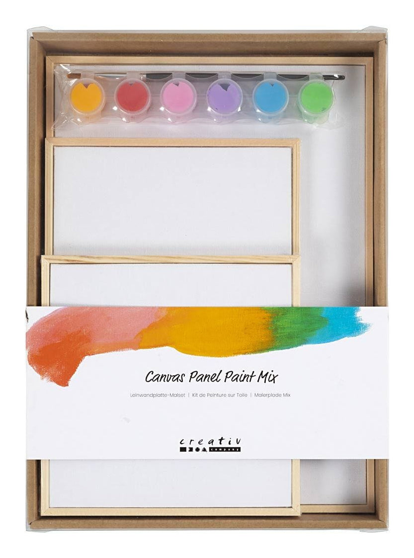 Creativ Company Bastelset – Keilrahmen-Set – A4 – 6 Farben, Pinsel enthalten – Holz, FSC