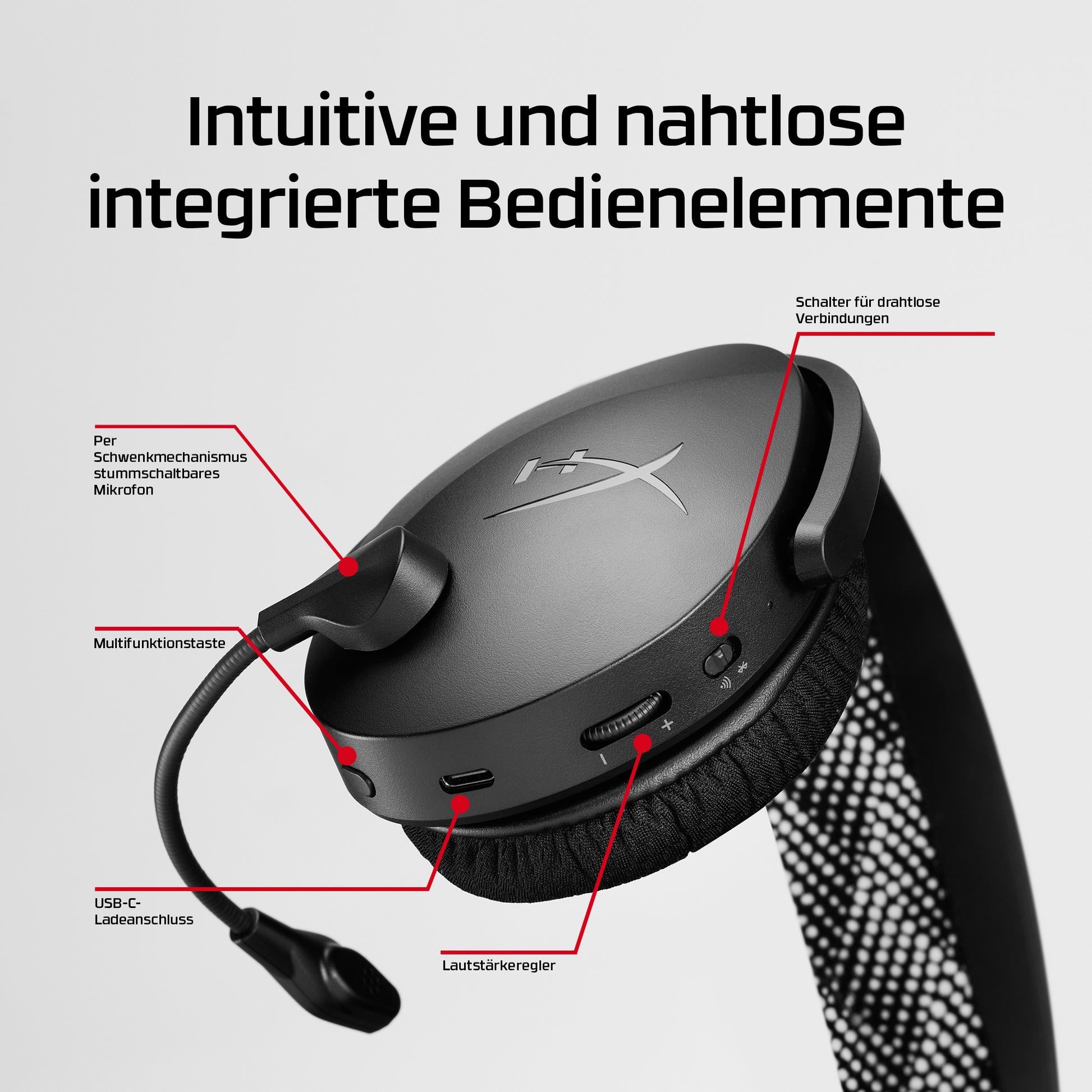 HyperX Cloud Jet Gaming-Headset – Over-Ear, Stereo, BT, mit USB-A-Dongle, für PC, PS5, PS4 u. a., Schwarz