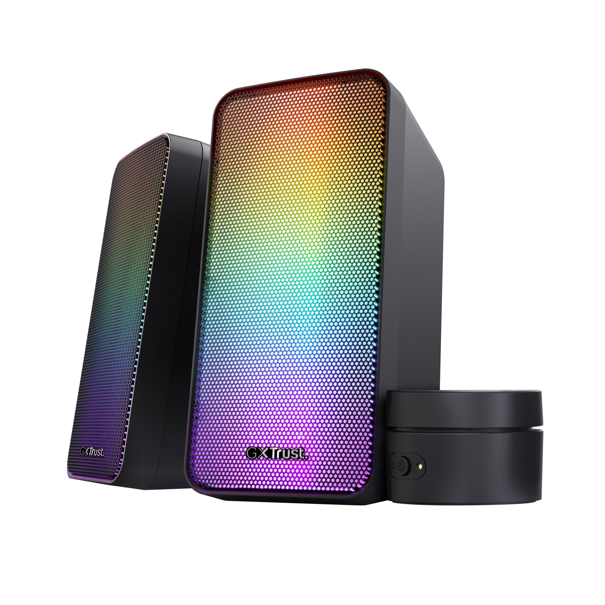 Trust GXT 611 Wezz, Paar – PC-Lautsprecher-Set – 2.0, 12 W, LED-Beleuchtung, 3,5 mm Klinke, Schwarz