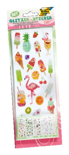 Folia Glitzer-Sticker, Exotic, Mehrfarbig, 5 Bögen