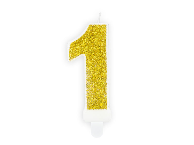 PartyDeco Geburtstagskerzen Zahl 1 – Gold – 5 × 7 cm – 1 Stk
