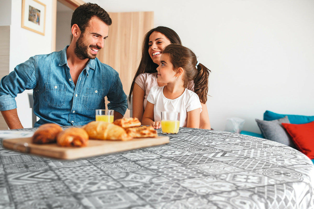 d-c-table Tischdecke – Ø 150 cm, rund, PP, grau, Ornament