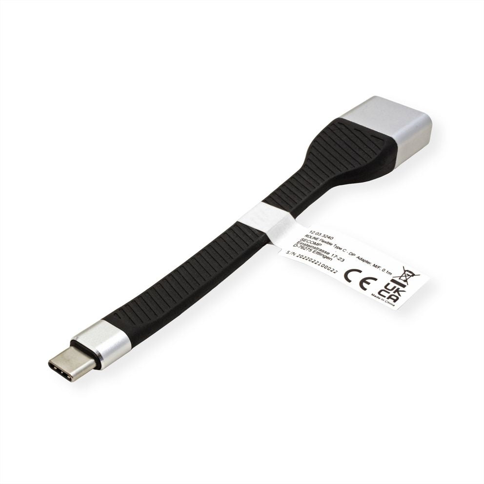 ROLINE USB-C zu DisplayPort Adapter – 4K (3840 × 2160) @ 60 Hz, 0,13 m, DP Alt Mode, Schwarz