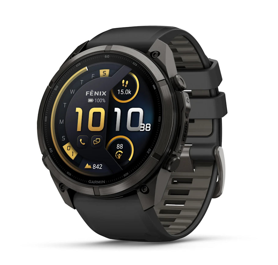 Garmin Fenix 9 Pro 51 mm GPS + Cellular – Titan, Silikonarmband Orange, 100 m, für Android, iOS
