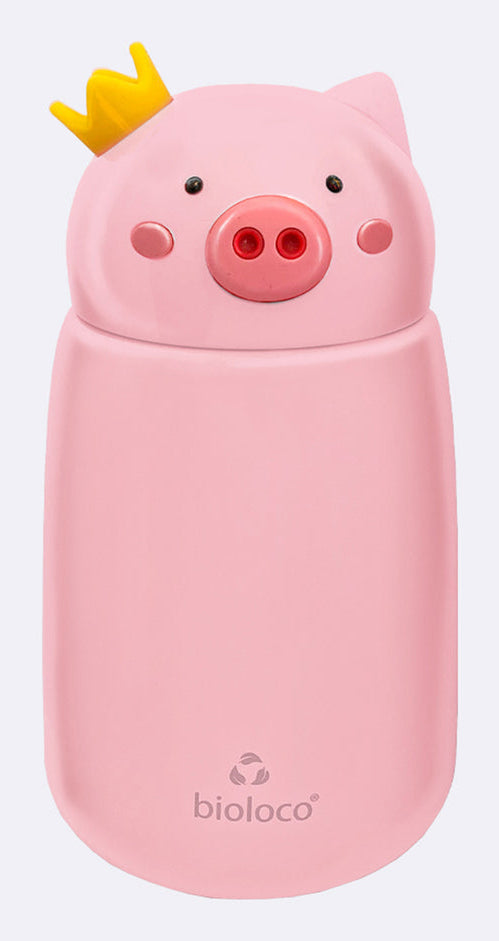 BioLoco Piglet Isolierflasche 320 ml – doppelwandig 8 h heiss/8 h kalt, Edelstahl, BPA-frei
