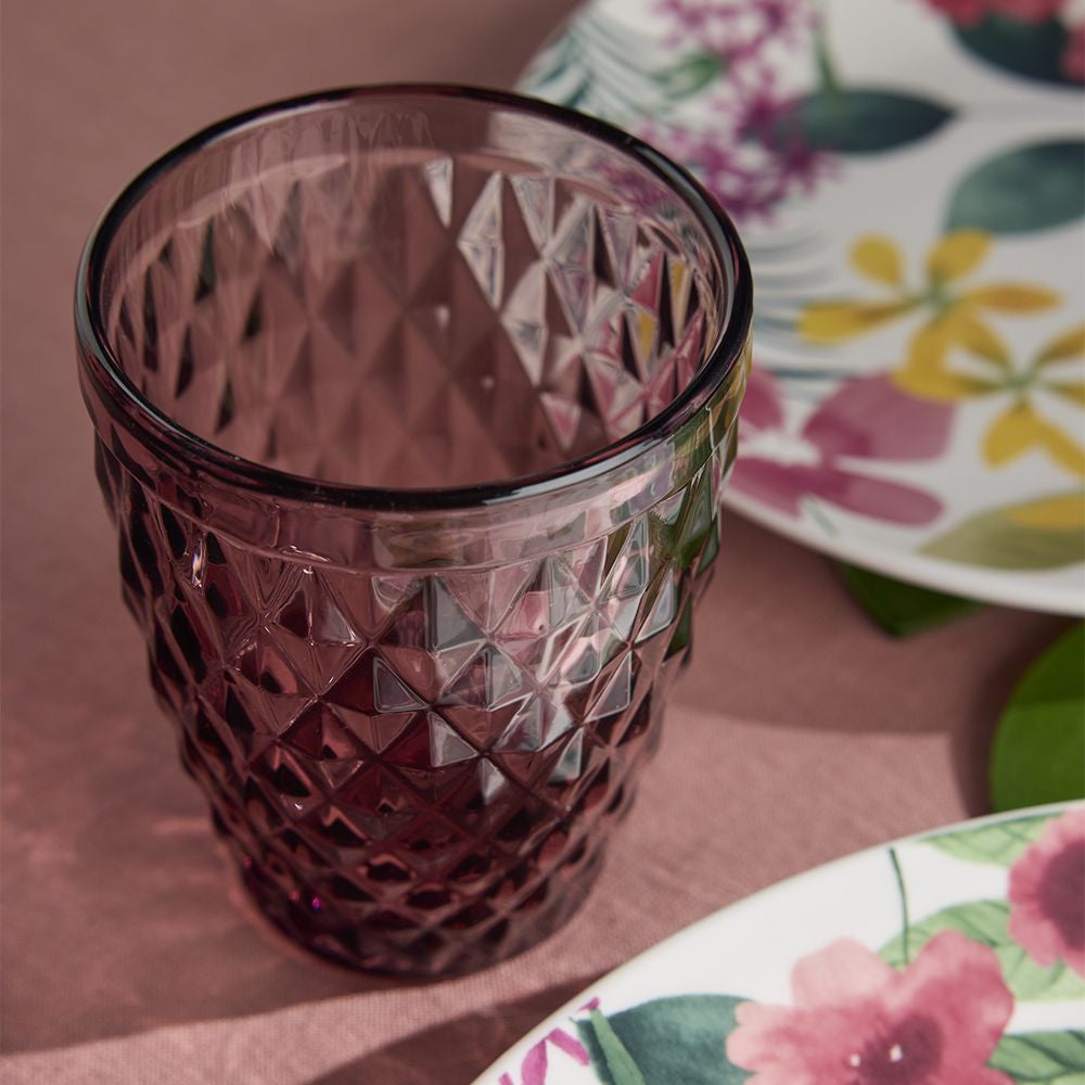 Tognana Porcellane Trinkglas Diamond – 3er Set, 260 ml, Ø 8 cm, Glas, Rot, spülmaschinenfest