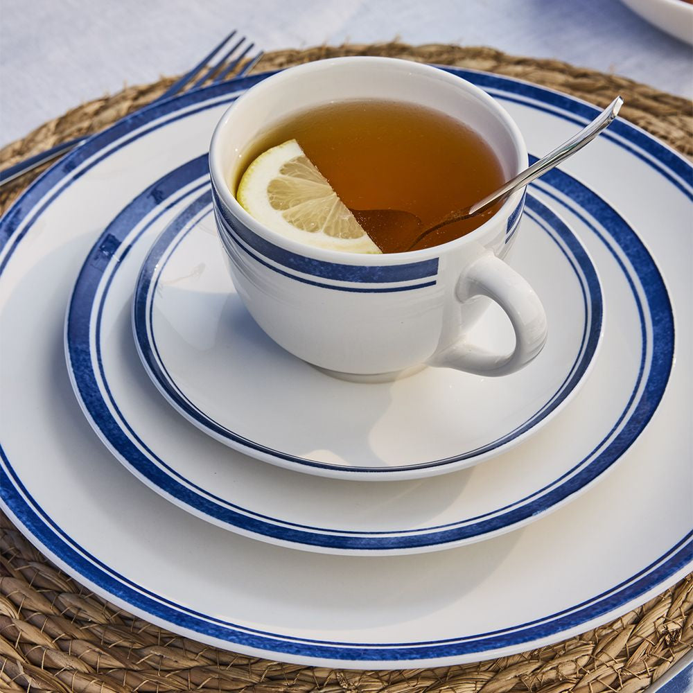 Tognana Porcellane Tognana Kaffeetassen-Set Madison – 12-teiliges Set, 260 ml, Ø 9 cm, Porzellan, Weiss/Blau, spülmaschinenfest