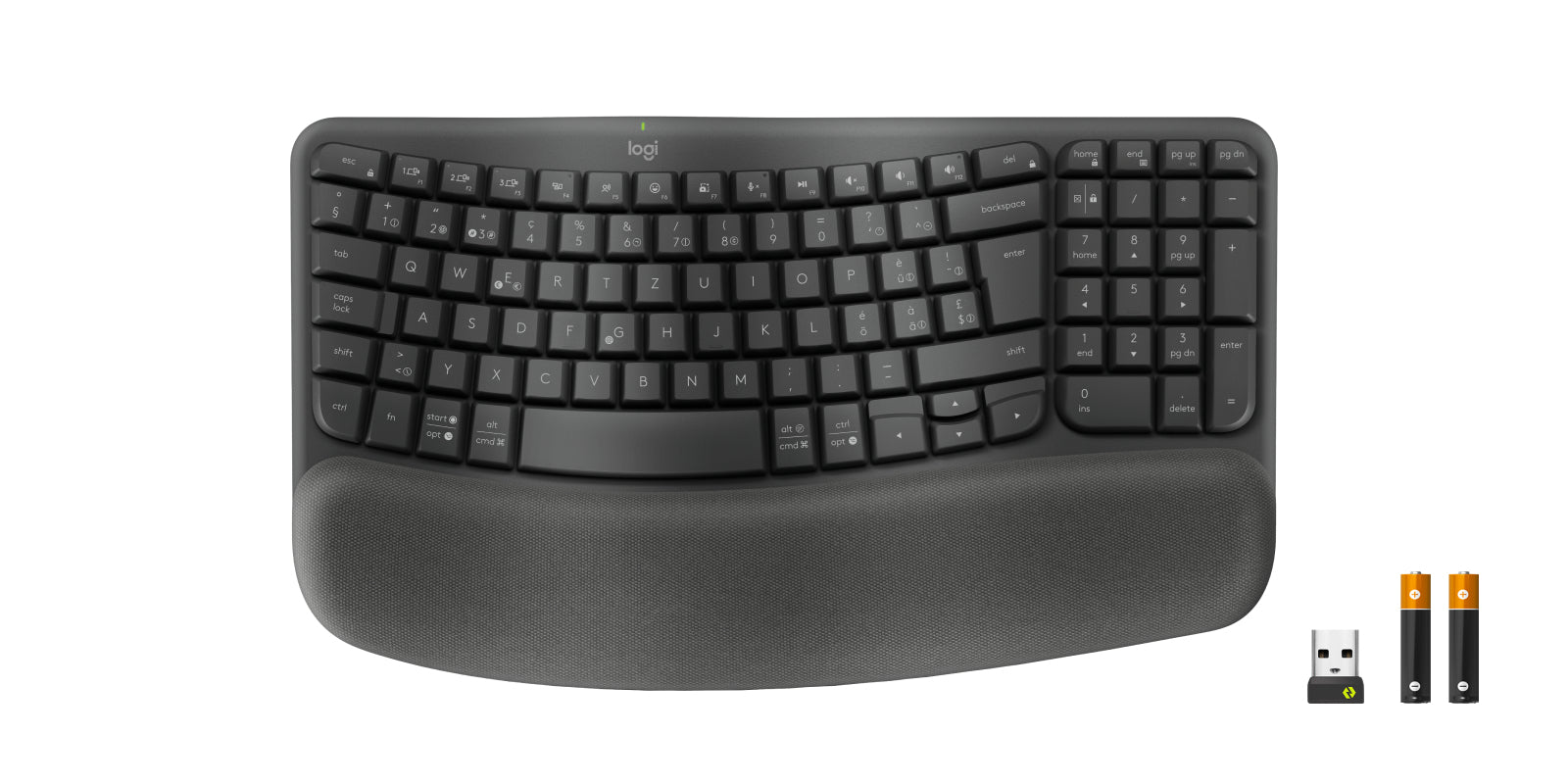 Logitech Wave Keys – Tastatur, kabellos (Bluetooth/2,4 GHz), CH-Layout (DE-CH), Grau