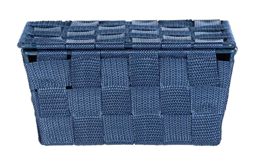WENKO Aufbewahrungsbox Adria – 19×14×10 cm, Metall/Polypropylen (PP), mit Deckel, Dunkelblau