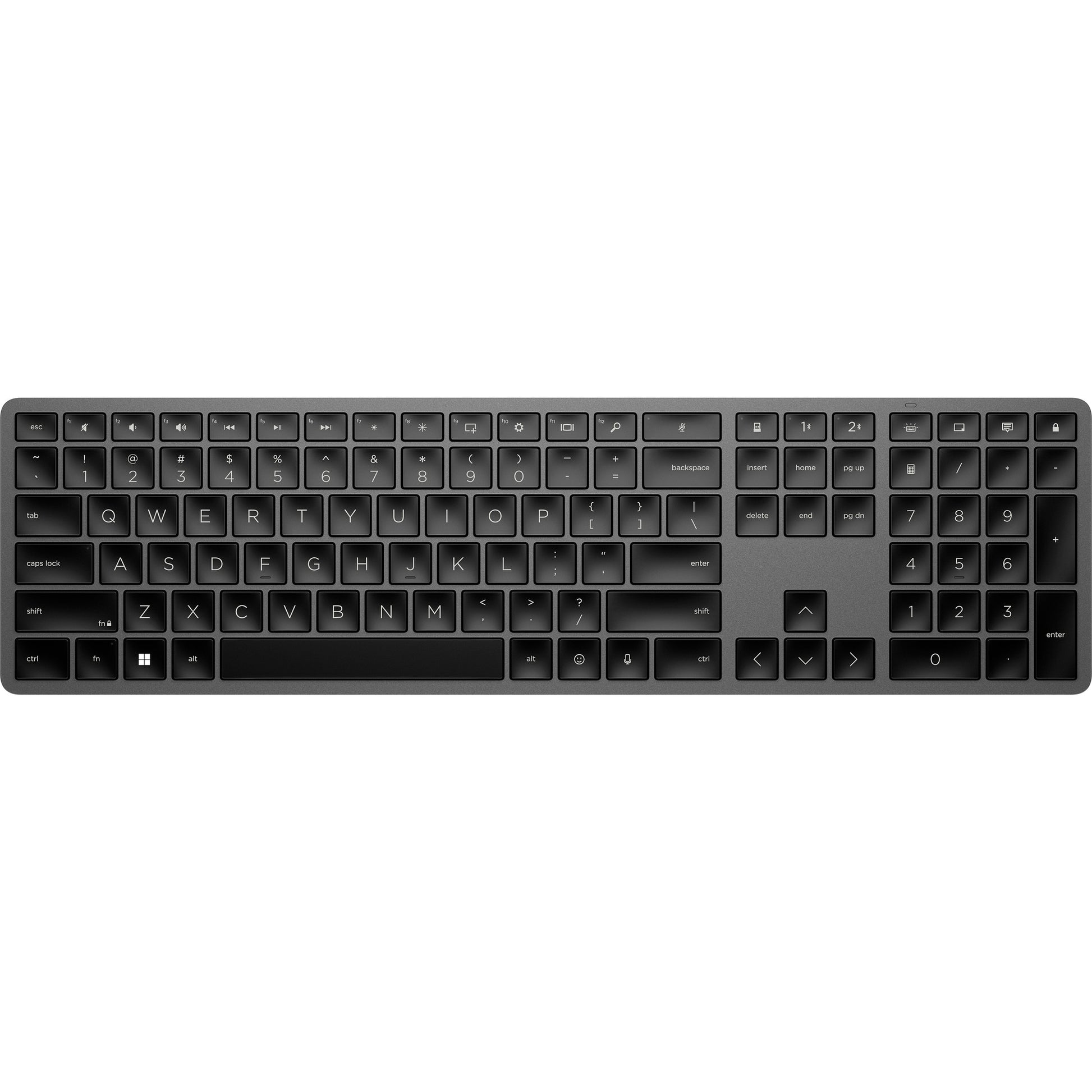 HP 975 – Tastatur – Bluetooth & 2,4 GHz (Nano-Empfänger) – USB-C – beleuchtet – Schwarz
