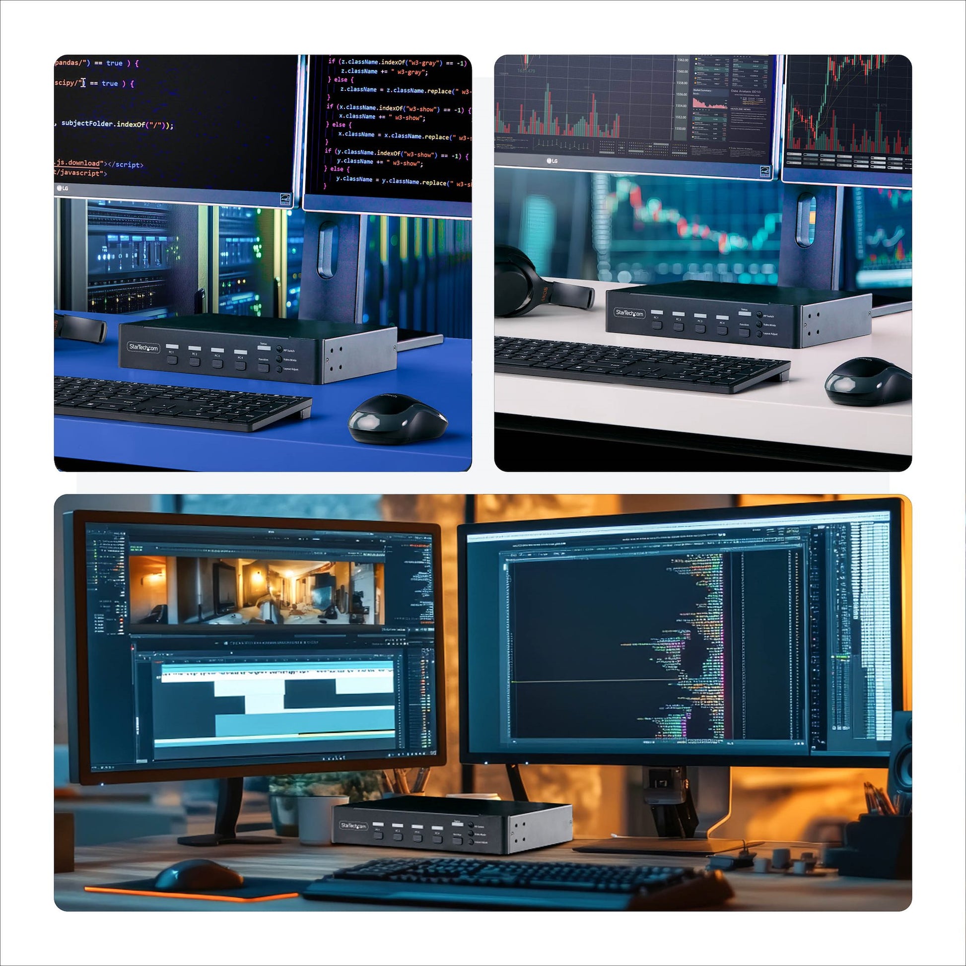 StarTech.com P4AD122M-KVM-SWITCH – 4-Port DP KVM-Switch – 4K/60 Hz, USB 3.0-Hub, Audio