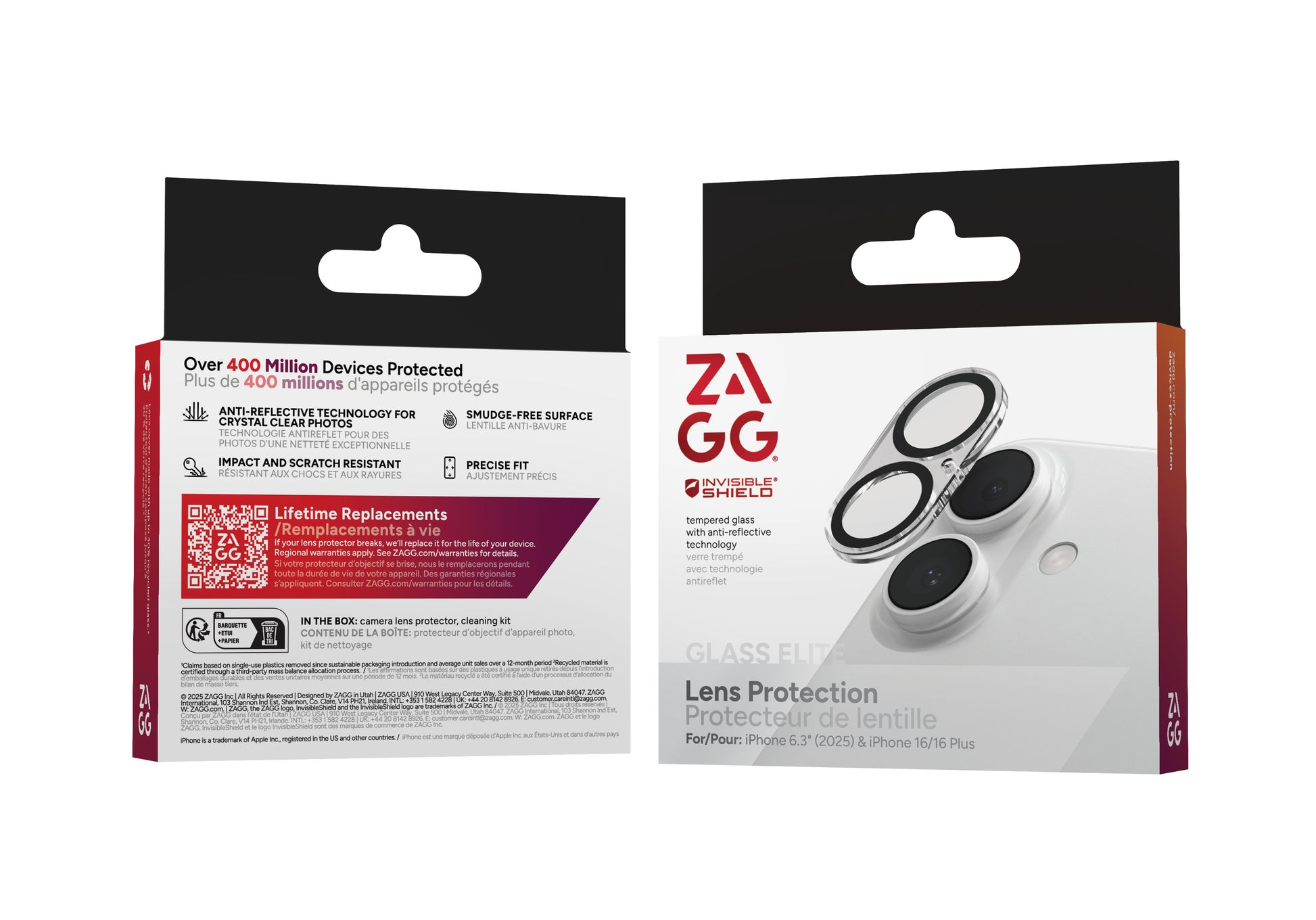 ZAGG Displayschutz (Panzerglas), Kameraobjektivschutz – für iPhone 17/16/16+
