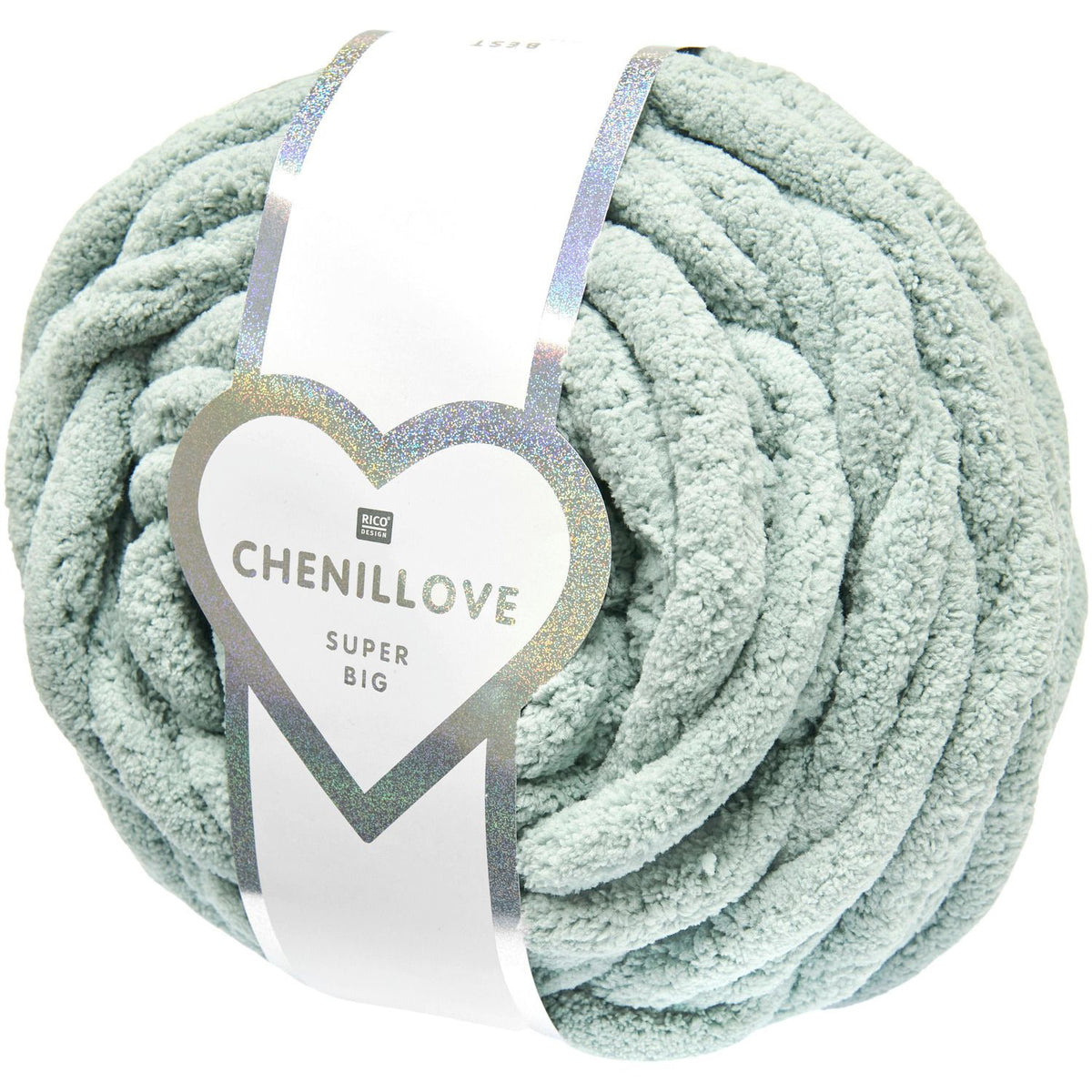 Rico Design Chenillove Super Big Garn Extra dick Salbeigrün – 300 g, 36 m, Nadel 25 mm, 100% Polyester