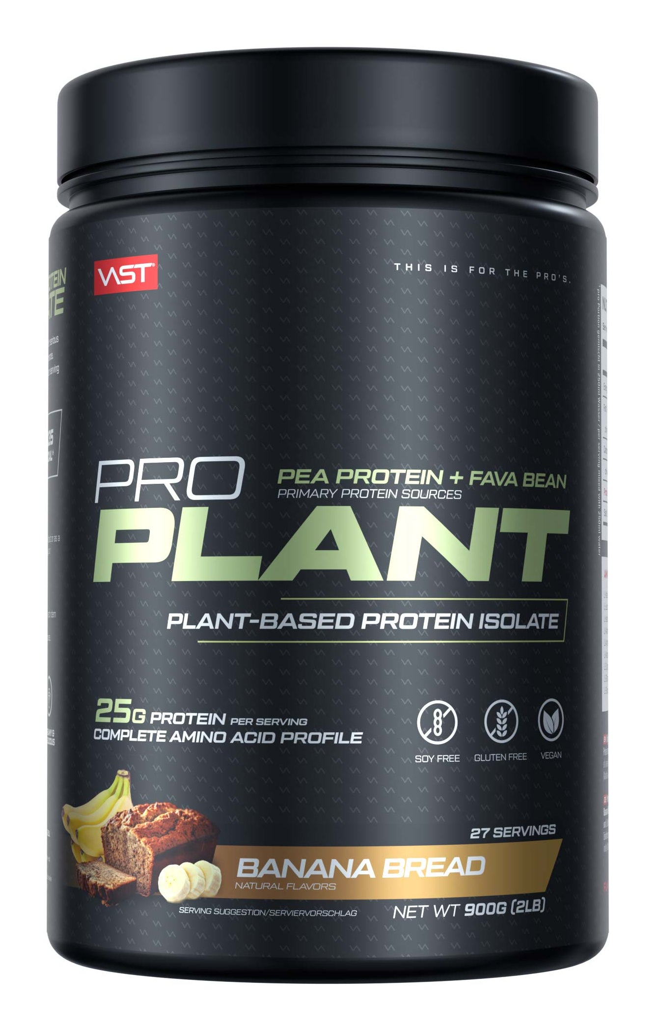 VAST Sports Pflanzenprotein-Isolat Pulver Banane – glutenfrei, vegan – 900 g