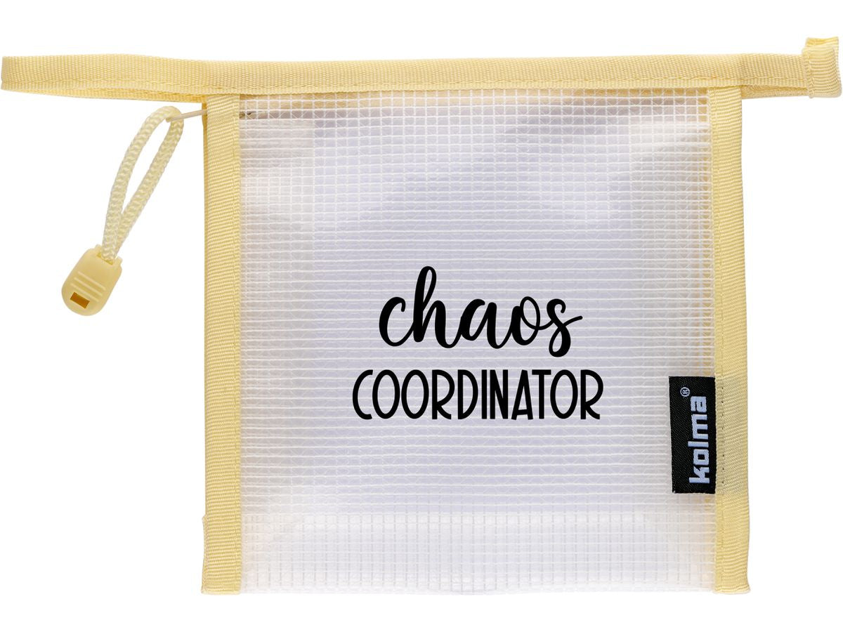 Kolma Reissverschlusstasche, Chaos Coordinator, creme, Netz, 15 × 15 × 5,5 cm