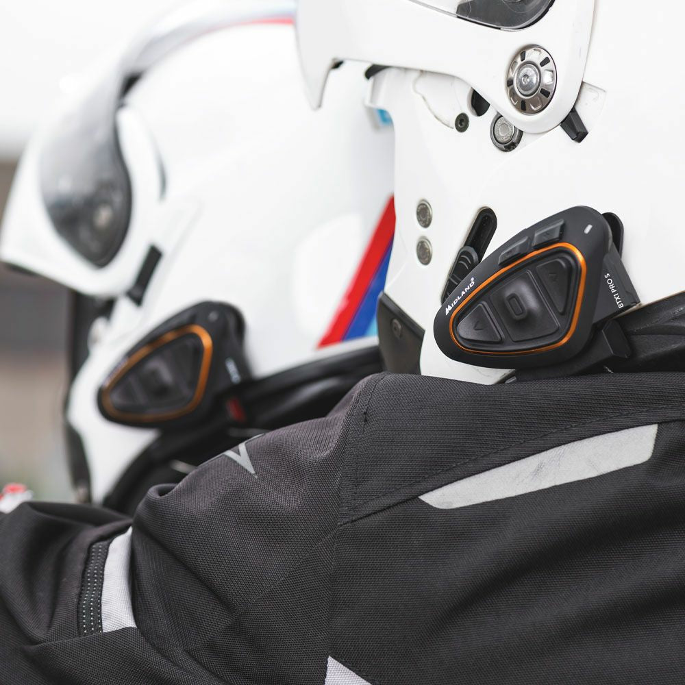 Midland BTX1 Pro S Freisprecheinrichtung – Bluetooth 4.2 – IPX6, für Motorrad – Schwarz/Orange