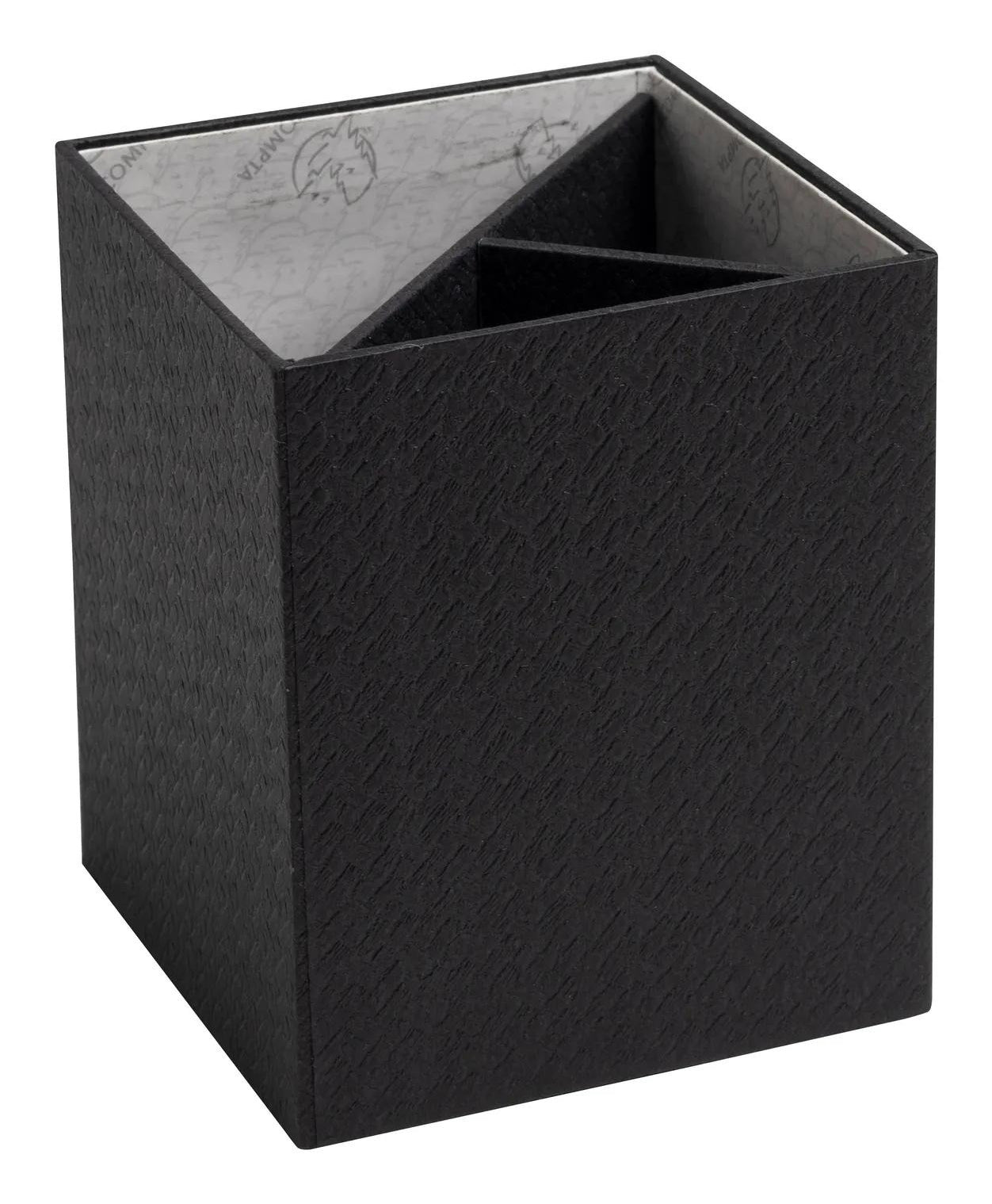 Exacompta OfficeByMe 67601E Stifteköcher – 3 Fächer, Schwarz, Karton, B 91 × H 108 × T 91 mm, 8er-Set