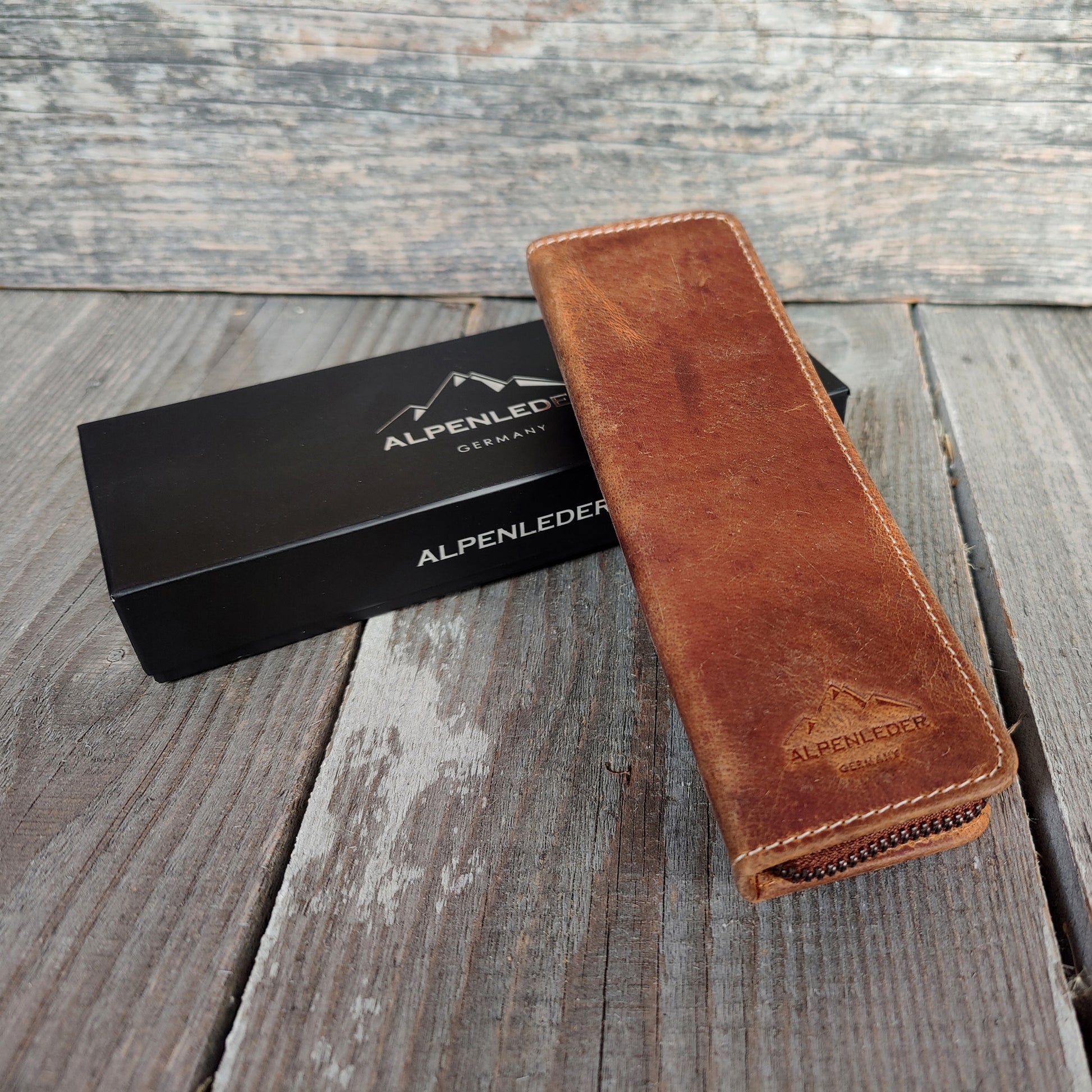 Alpenleder Etui Schlamperetui, leer – wild camel – Leder