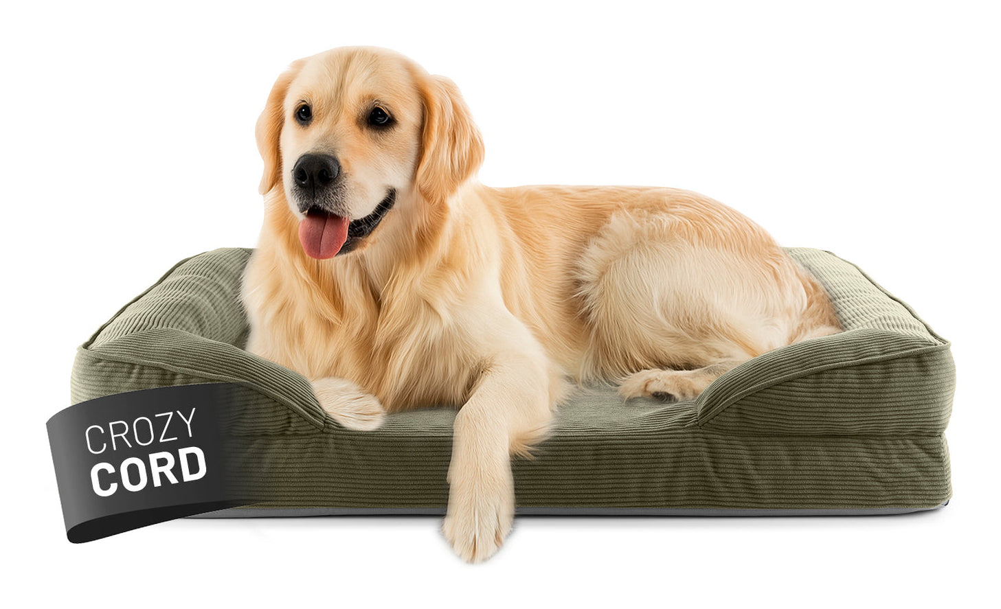 Lumaland Hundebett – 110 × 75 × 18 cm, Polyester, Olivgrün