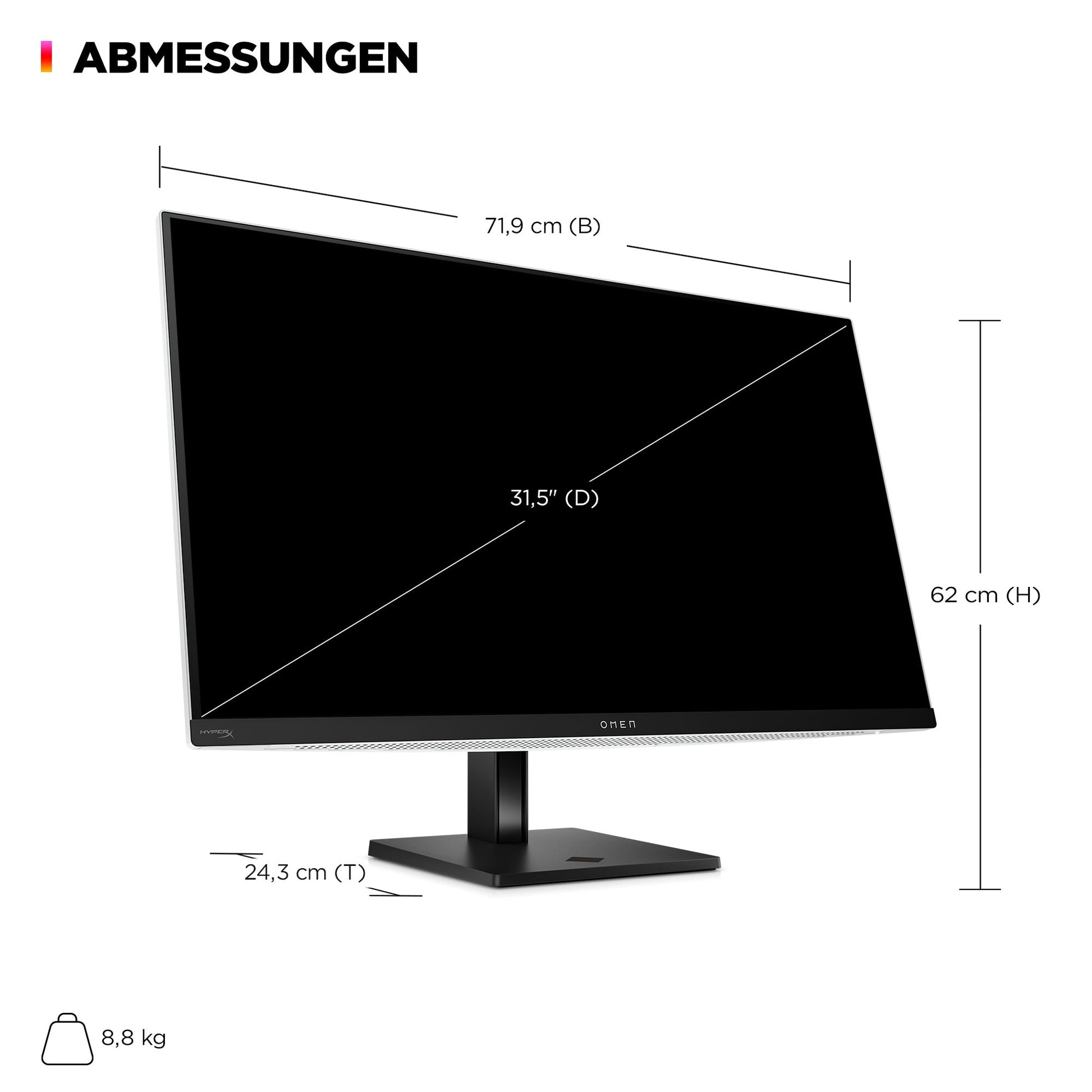 HP OMEN Transcend – 31,5", 3840 × 2160 (4K), OLED, 240 Hz, USB-C 140 W, KVM, DisplayHDR 400