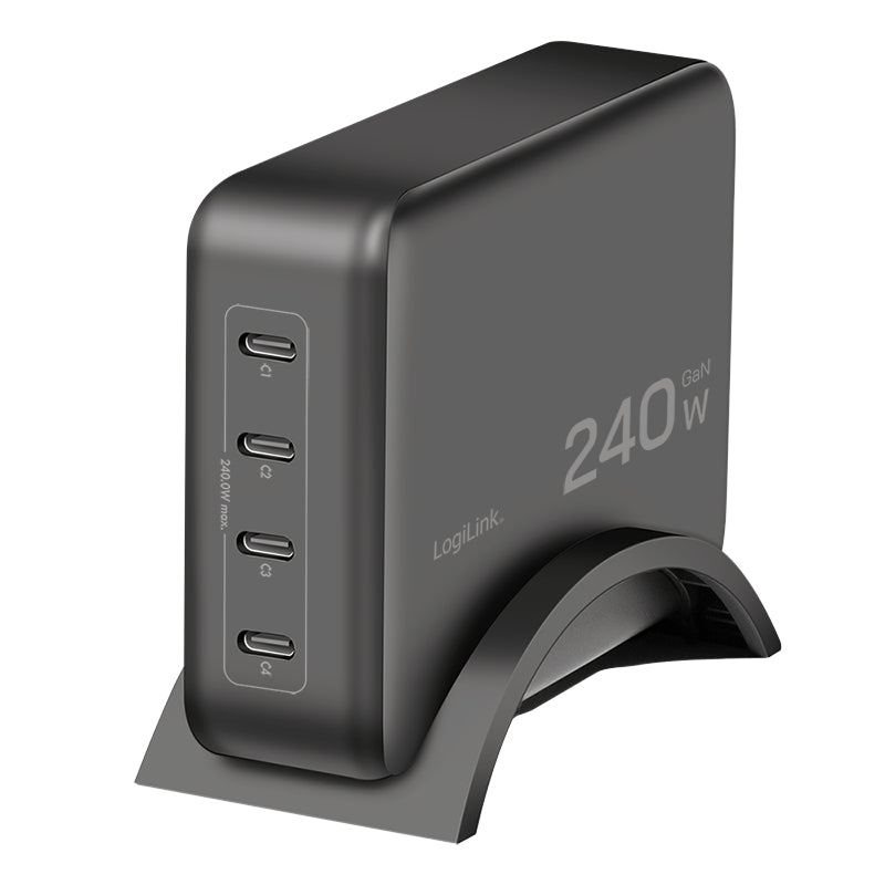 LogiLink PA0353 USB-Desktop-Ladegerät 240 W – USB-C×4 – PD 3.1, PPS, GaN