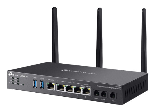 TP-Link Omada DR3650v DSL-Gateway – Wi-Fi 6 (AX3000), Dual-Band (2,4/5 GHz), 3× RJ-11, 4× LAN, 2× USB
