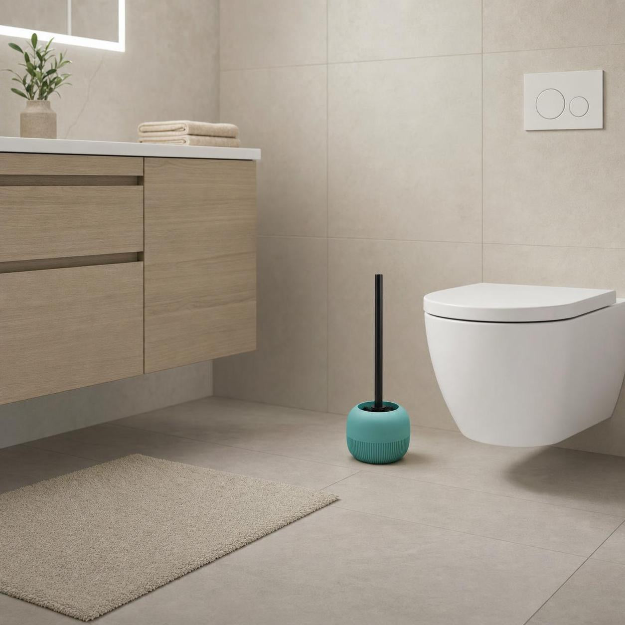 Kleine Wolke WC-Bürstenhalter – Kunststoff, Gummi, türkis, 13 × 13 × 38 cm